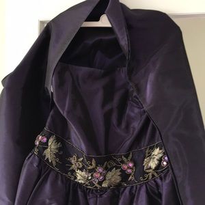 ESCADA silk taffeta strapless purple ball gown